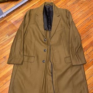Banana Republic Herringbone Topcoat Tan BeigeTop Coat Overcoat XL Plaid
